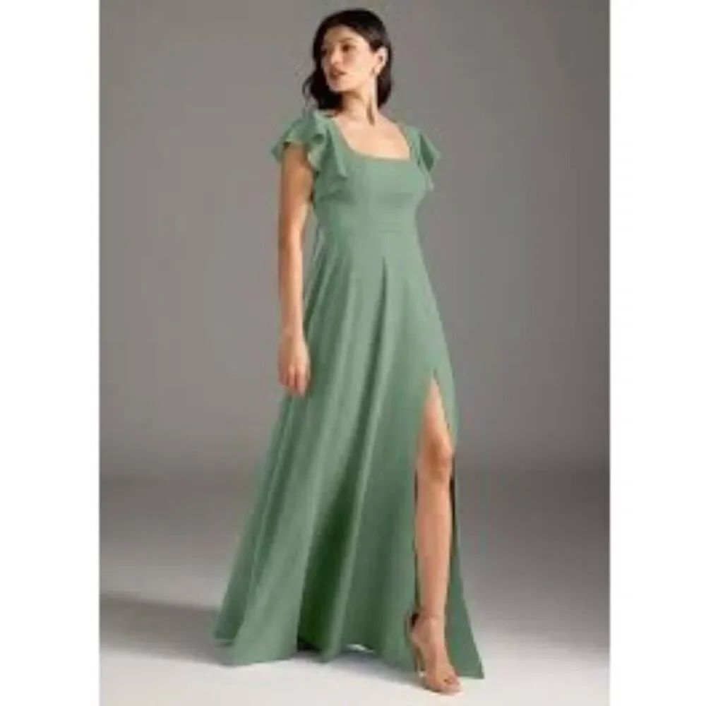 Women’s Bridesmaid Square Neck Flutter Sleeve Prom Dress Size 12